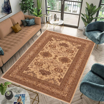 handmade Traditional Kafkaz Chobi Ziegler Beige Tan Hand Knotted RECTANGLE 100% WOOL area rug 6 x 9